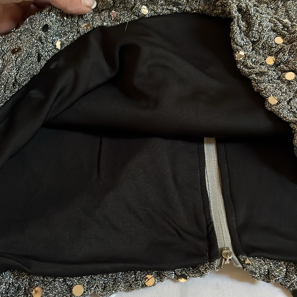 Joseph Ribkoff size 16 silver zip front dressy jacket with silver sequin detail - Picture 10 of 12